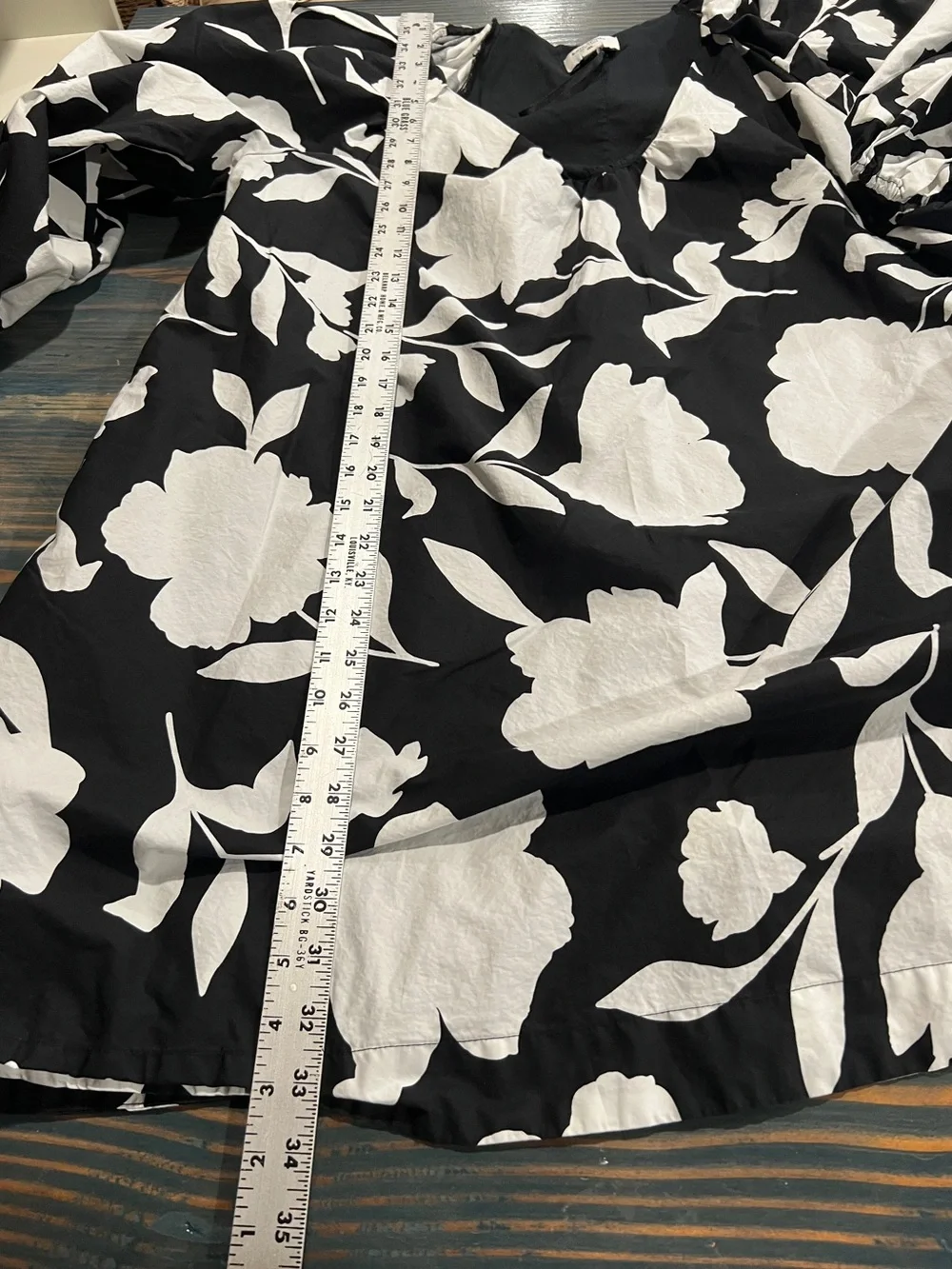 Kate Spade Black & White Floral V-Neck Babydoll Dress Size XL Cotton